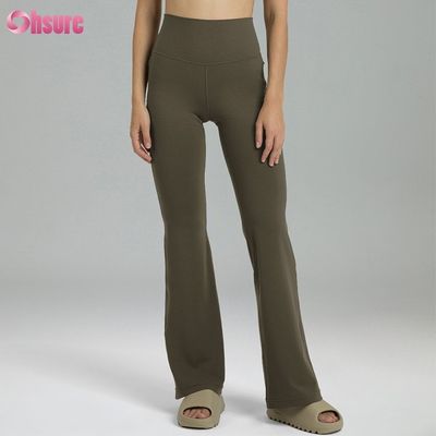 80% de nylon 20% de spandex mélange 220 grammes nu pantalon de gym doux élastique ceinture élastique exercice flare leggings pour les femmes