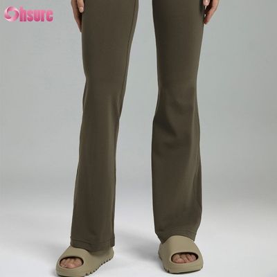 80% de nylon 20% de spandex mélange 220 grammes nu pantalon de gym doux élastique ceinture élastique exercice flare leggings pour les femmes