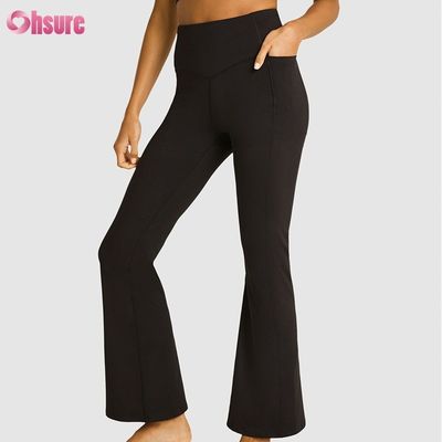 80% de nylon 20% de spandex mélange 220 grammes Jeux de sport pantalon élastique ceinture de taille exercice Flare Leggings pour femmes plein 1 pièce haut pantalon spandex