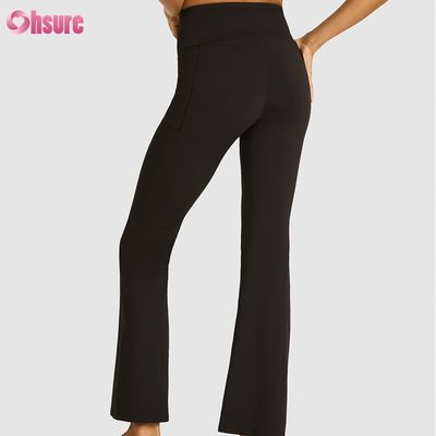 80% de nylon 20% de spandex mélange 220 grammes Jeux de sport pantalon élastique ceinture de taille exercice Flare Leggings pour femmes plein 1 pièce haut pantalon spandex