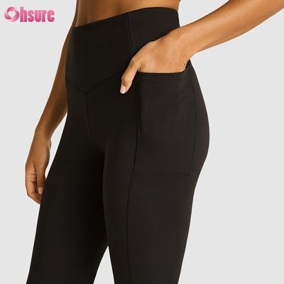 80% de nylon 20% de spandex mélange 220 grammes Jeux de sport pantalon élastique ceinture de taille exercice Flare Leggings pour femmes plein 1 pièce haut pantalon spandex