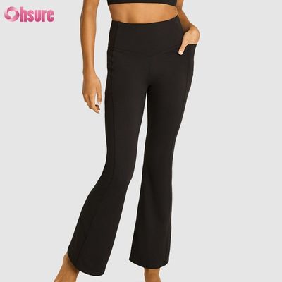 80% de nylon 20% de spandex mélange 220 grammes Jeux de sport pantalon élastique ceinture de taille exercice Flare Leggings pour femmes plein 1 pièce haut pantalon spandex