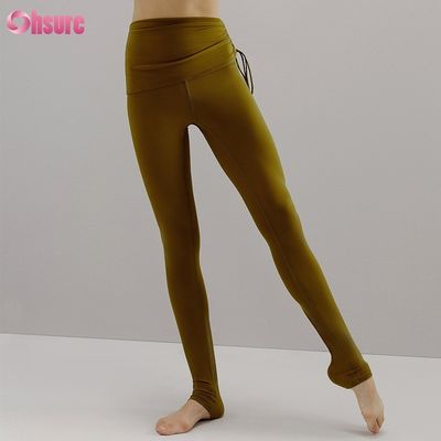 Pantalons de gym réutilisables en nylon spandex mélange ajustable en corde à tirer Leggings d'entraînement pour femmes Full 1 Piece High Yoga Wear Full Length
