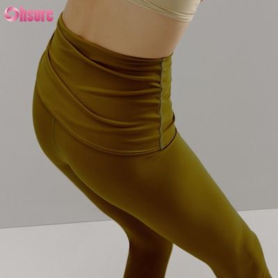 Pantalons de gym réutilisables en nylon spandex mélange ajustable en corde à tirer Leggings d'entraînement pour femmes Full 1 Piece High Yoga Wear Full Length