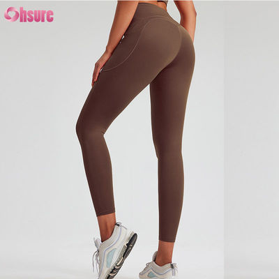 Leggings personnalisés de sport, plusieurs couleurs, classiques, pour le yoga, pour femmes, leggings de yoga froncés, vêtements de sport, motif uni