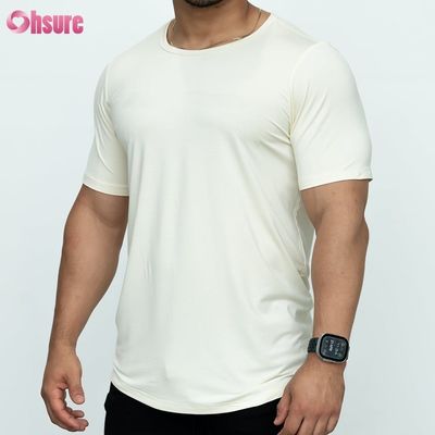 T-shirt à rayures incurvées blanc sur mesure 95%Bambous 5%Spandex sur mesure T-shirts imprimés pour hommes