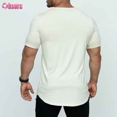 T-shirt à rayures incurvées blanc sur mesure 95%Bambous 5%Spandex sur mesure T-shirts imprimés pour hommes