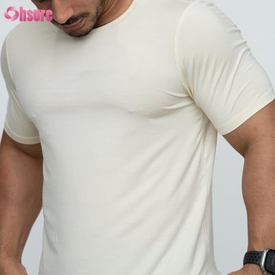 T-shirt à rayures incurvées blanc sur mesure 95%Bambous 5%Spandex sur mesure T-shirts imprimés pour hommes