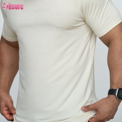 T-shirt à rayures incurvées blanc sur mesure 95%Bambous 5%Spandex sur mesure T-shirts imprimés pour hommes