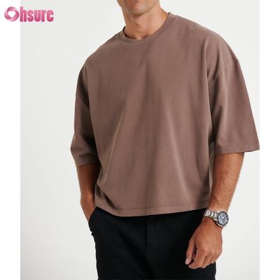 T-shirt en coton à col ras du cou surdimensionné pour hommes, léger, style boxy court pour hommes