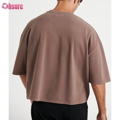 T-shirt en coton à col ras du cou surdimensionné pour hommes, léger, style boxy court pour hommes