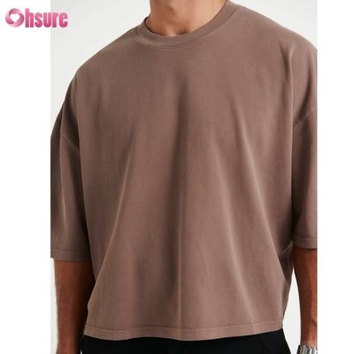T-shirt en coton à col ras du cou surdimensionné pour hommes, léger, style boxy court pour hommes