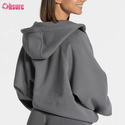 Sweat-shirt à capuche zippé surdimensionné de haute qualité pour femmes avec logo personnalisé uni, design unique en polaire pour l'hiver