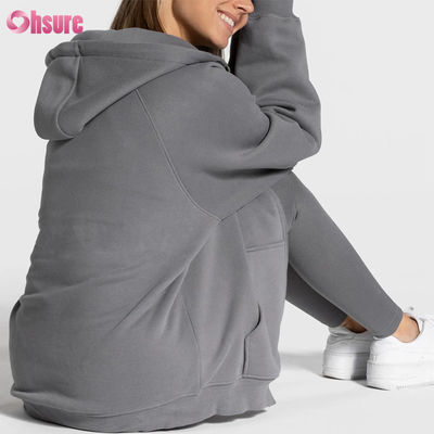 Sweat-shirt à capuche zippé surdimensionné de haute qualité pour femmes avec logo personnalisé uni, design unique en polaire pour l'hiver