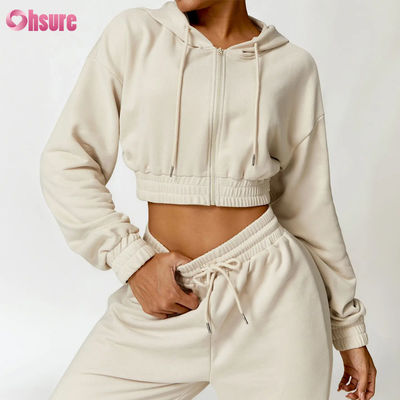 2025 NEW mode de haute qualité polyester / coton Hoodie Jacket avec fermeture à glissière capot design à manches longues lâches pour le gymnase Sports Fitness