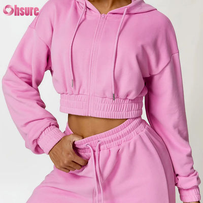 2025 NEW mode de haute qualité polyester / coton Hoodie Jacket avec fermeture à glissière capot design à manches longues lâches pour le gymnase Sports Fitness