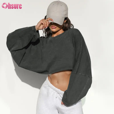 2025 Nouveau mode légers en capuchon surdimensionnés en capuchon pour femmes Crewneck et Jogger Crop Top