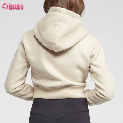 T-shirt simple sur mesure T-shirts à capuche pour femmes Imprimé Poids lourd Top découpé en coton décontracté courte imprimé hivernal motif tricoté en capuche