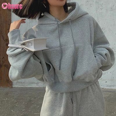 Impression de poids lourd en coton pour femmes Hoodies personnalisé Logo personnalisé Sweatshirt plat Stand Collier fermeture à glissière haut coupé