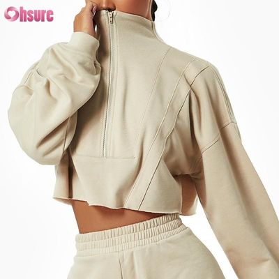 Logo personnalisé Sweat-shirt uni personnalisé Femmes Hoodies Imprimé Coton épais Ensembles courts décontractés Femmes Deux pièces Tricot d'hiver