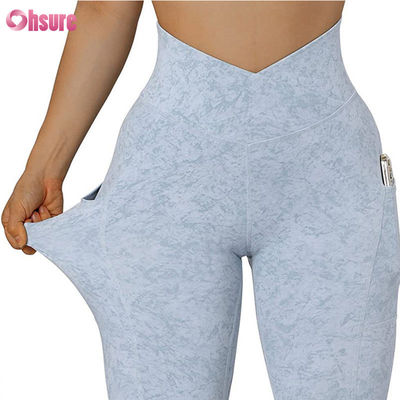 Leggings taille haute en V personnalisés pour femmes, entraînement, yoga, pantalon de yoga, sport, fitness, leggings de yoga avec poche