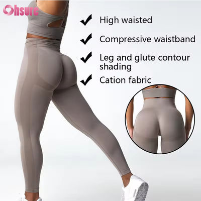 Personnalisé Nouveau Produit de haute qualité Taille élevée étirement fesse fesse Hauteur de la hanche Pantalon de levage de la hanche Gymnasie Fitness Leggings de yoga pour femmes