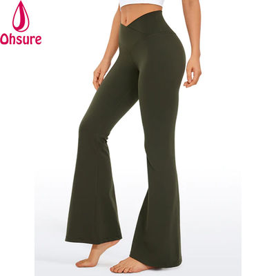 Des bas de gym élargis mode Jeune fille bas serrés Flare Yoga Pants v Cross Waist Sports Leggings pour femmes