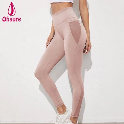 Pantalon de course en maille respirant avec poche Leggings personnalisés de yoga pour femmes collants de gym de compression