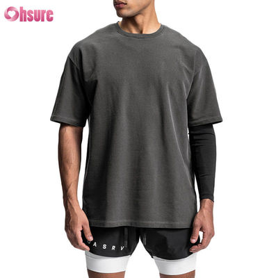 T-shirt vintage lavé en coton vierge de haute qualité OEM Gym Sports Oversize pour homme