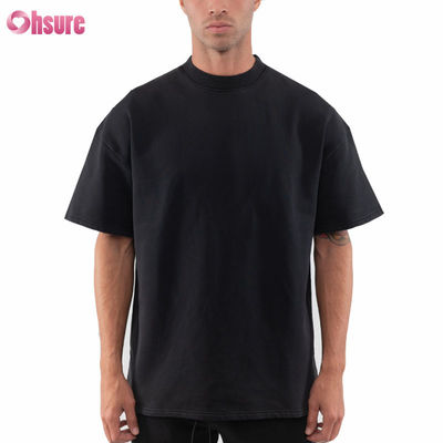 T-shirt surdimensionné en coton vintage lavé de haute qualité, coupe ample, épaules tombantes, épais, avec logo personnalisé imprimé