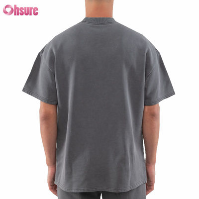 T-shirt surdimensionné en coton vintage lavé de haute qualité, coupe ample, épaules tombantes, épais, avec logo personnalisé imprimé