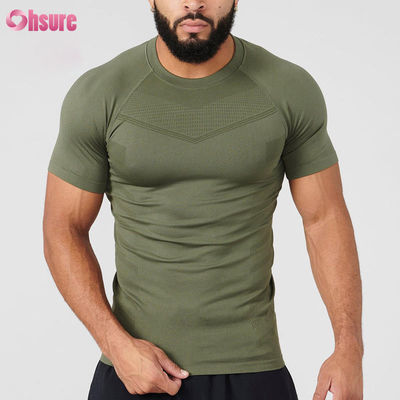 T-shirt de compression pour homme, manches courtes en polyester personnalisé, léger, à séchage rapide, adapté à la course et au fitness