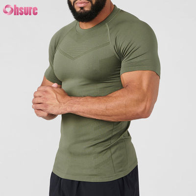 T-shirt de compression pour homme, manches courtes en polyester personnalisé, léger, à séchage rapide, adapté à la course et au fitness