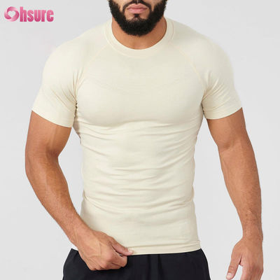 T-shirt de compression pour homme, manches courtes en polyester personnalisé, léger, à séchage rapide, adapté à la course et au fitness