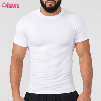 T-shirt de compression pour homme, manches courtes en polyester personnalisé, léger, à séchage rapide, adapté à la course et au fitness