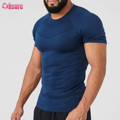 T-shirt de compression pour homme, manches courtes en polyester personnalisé, léger, à séchage rapide, adapté à la course et au fitness