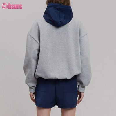 Design de mode Confortable Coton Style surdimensionné Bouton Contraste Couleur Poche Sweat à capuche pour femmes