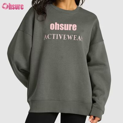 Sweat-shirt en pull long imprimé sur mesure pour les femmes design de cou rond et lâche pour les sports d'hiver Tissu tricoté