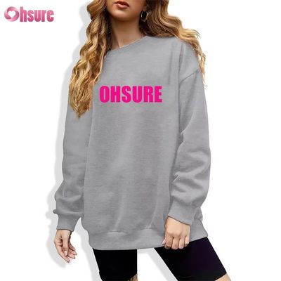 Sweat-shirt en pull long imprimé sur mesure pour les femmes design de cou rond et lâche pour les sports d'hiver Tissu tricoté