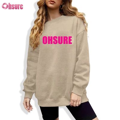 Sweat-shirt en pull long imprimé sur mesure pour les femmes design de cou rond et lâche pour les sports d'hiver Tissu tricoté