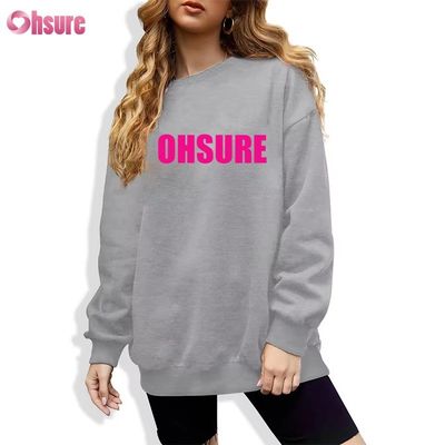 Sweat-shirt en pull long imprimé sur mesure pour les femmes design de cou rond et lâche pour les sports d'hiver Tissu tricoté