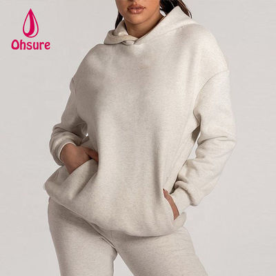 Ohsure Logo personnalisé Sweat-shirts pour femmes simples brodés 100% coton Sweat-shirts larges surdimensionnés Essentiels pour femmes Sweat-shirts décontractés