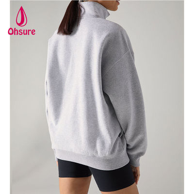 Ohsure demi pull fermé à glissière 1/4 pull fermé à glissière blanc surdimensionné pull à manches longues sweatshirt femme capuchon coton personnalisé vente à chaud laine