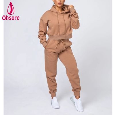 Vêtements de fitness femmes pullover haut en coton organique laine de sport capuchons puff logo femmes entraînement de fitness capuchons