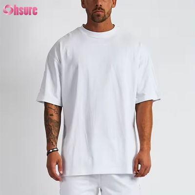 T-shirt épais streetwear avec logo personnalisé, imprimé en coton noir, épaules tombantes, épais, vierge