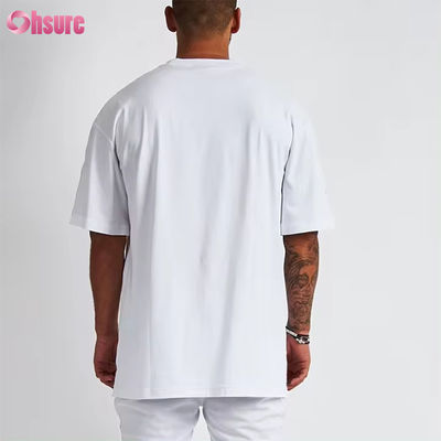 T-shirt épais streetwear avec logo personnalisé, imprimé en coton noir, épaules tombantes, épais, vierge