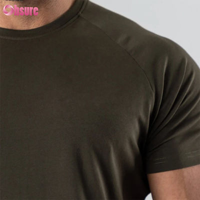 T-shirt de musculation pour homme, de gym, avec ourlet incurvé long, coupe ample, en coton mélangé (95% coton, 5% élasthanne), uni, vierge, avec logo personnalisé