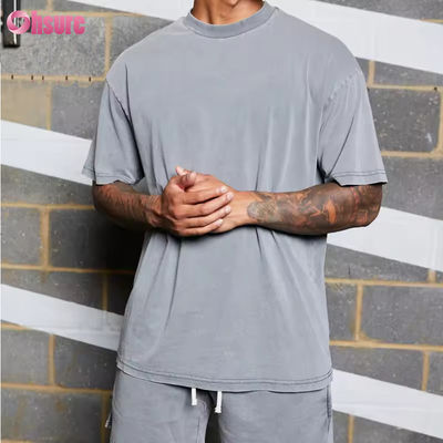 Logo personnalisé Vêtements d'entraînement Vêtements de sport Coton vintage épais Lavage à l'acide Surdimensionné Course à pied Fitness Gym T-shirts Homme