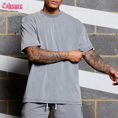 Logo personnalisé Vêtements d'entraînement Vêtements de sport Coton vintage épais Lavage à l'acide Surdimensionné Course à pied Fitness Gym T-shirts Homme