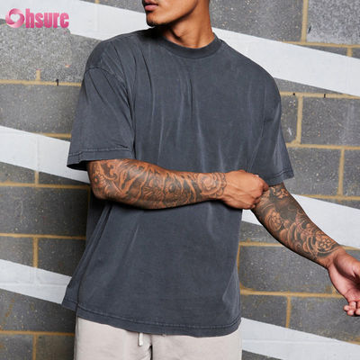 Hommes Sports Porter du coton à l'acide Lavées surdimensionnées Formation physique Gym T-shirts de haute qualité Logo personnalisé Courir pour les hommes Tissé occasionnel